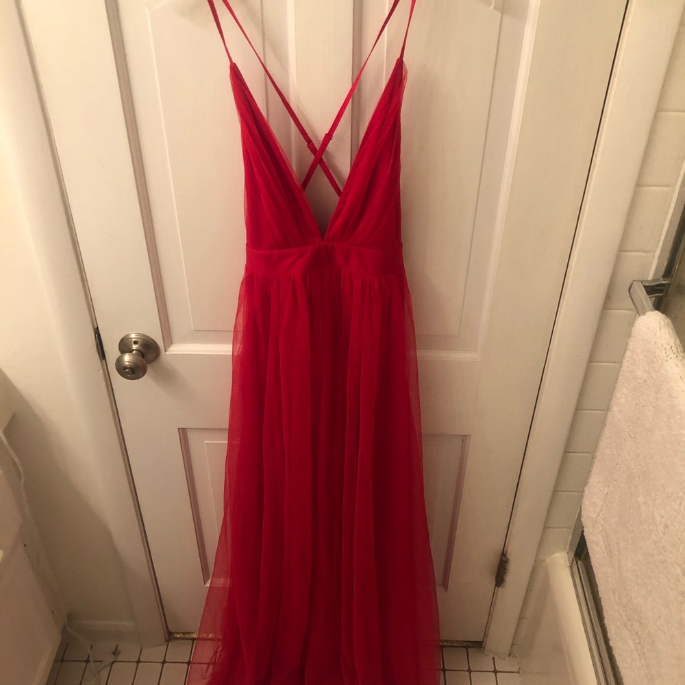 Long red dress